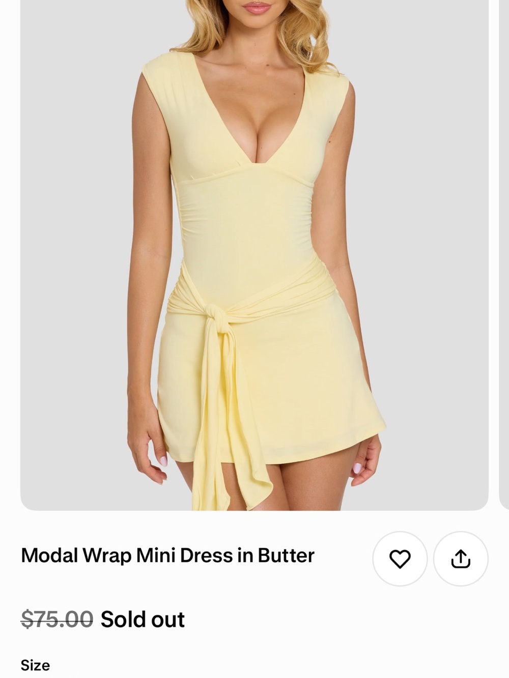 Oh Polly Light Yellow Wrap Mini Dress with Sash - Picture 6 of 6